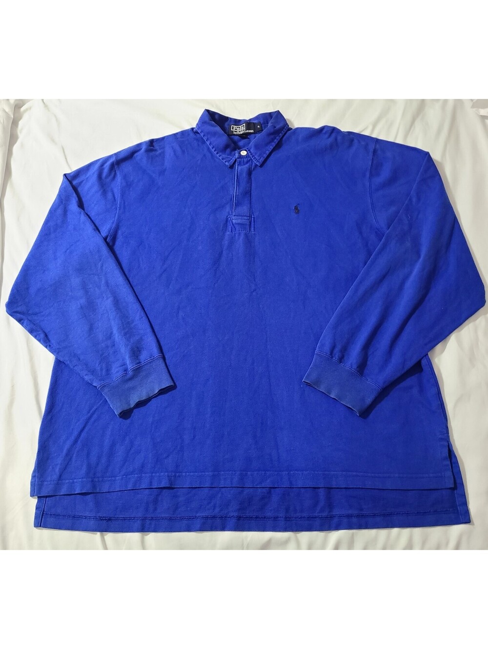 Vtg Polo Ralph Lauren Rugby LS Shirt Mens Sz XL Royal Blue Classic Dark Pony GUC